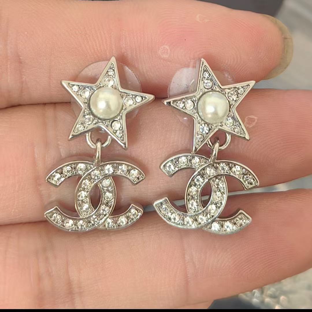 CHANE1 五芒星ダブルCイヤリング【 50％割引+送料無料】