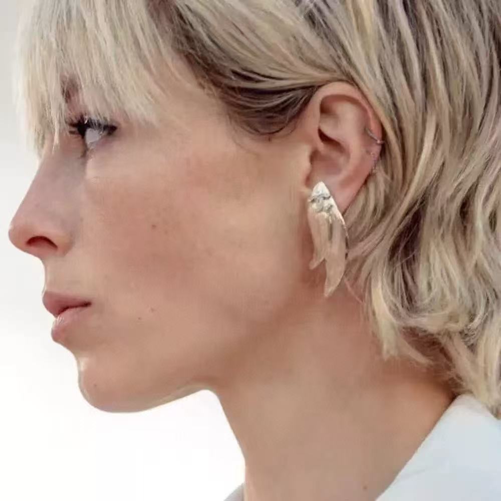 CHANE1 ウィート フェザー ダイヤモンド スタッド ピアス【 50％割引+送料無料】