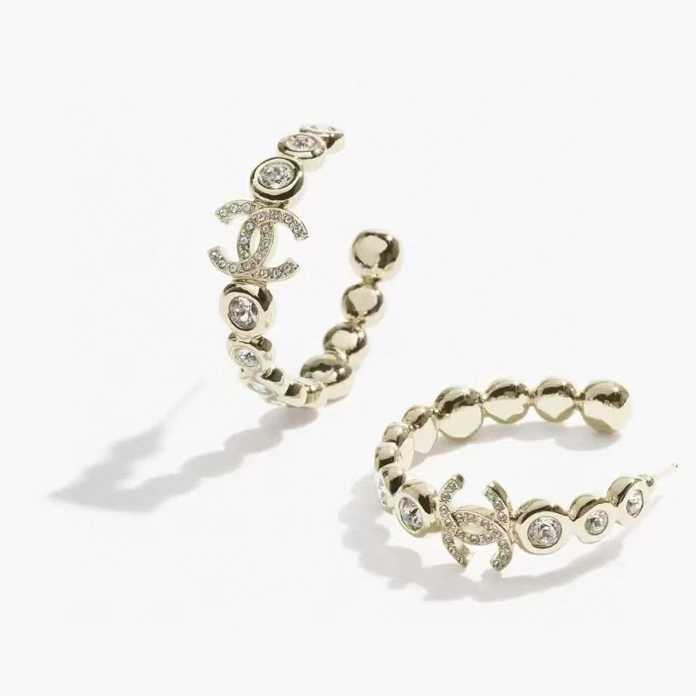 CHANE1 ラインストーンフープイヤリング【 50％割引+送料無料】