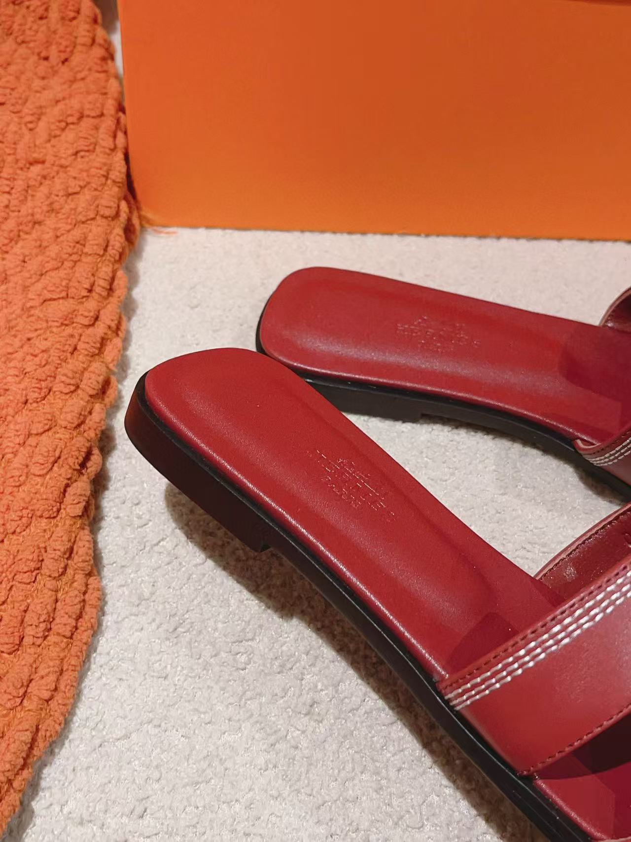 HERME5 高品質シンプルHレザースリッパ【50％割引+送料無料】