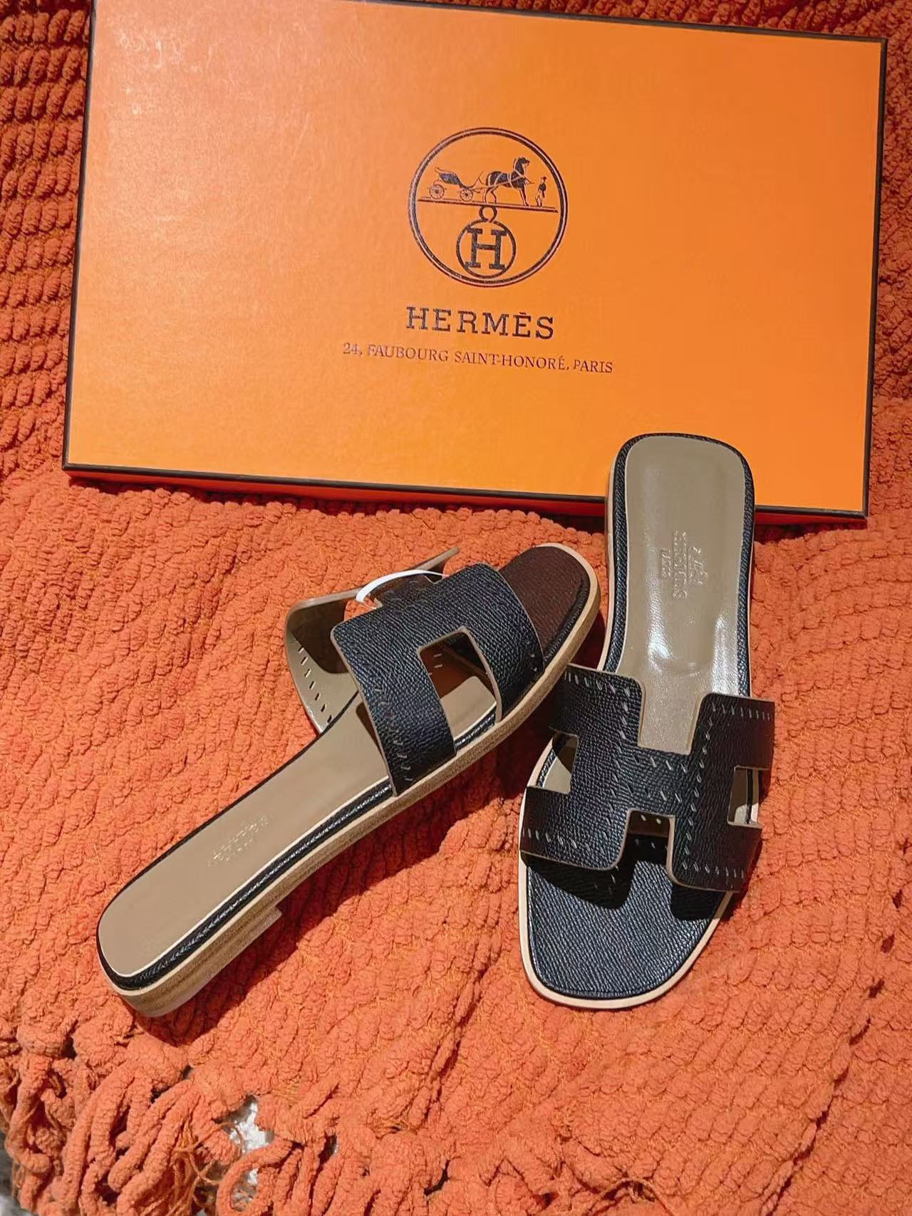 HERME5 高品質カーフスキンスリッパ【50％割引+送料無料】