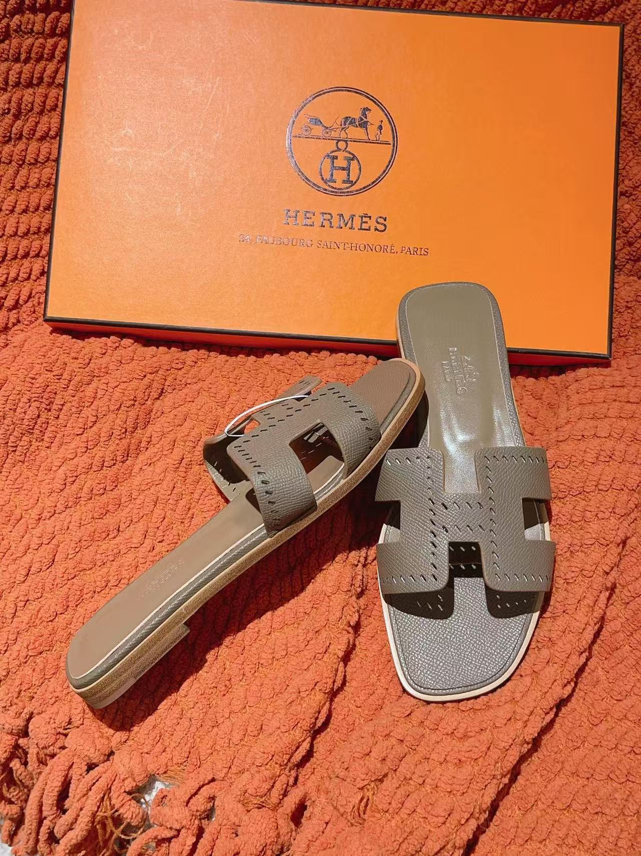 HERME5 高品質カーフスキンスリッパ【50％割引+送料無料】