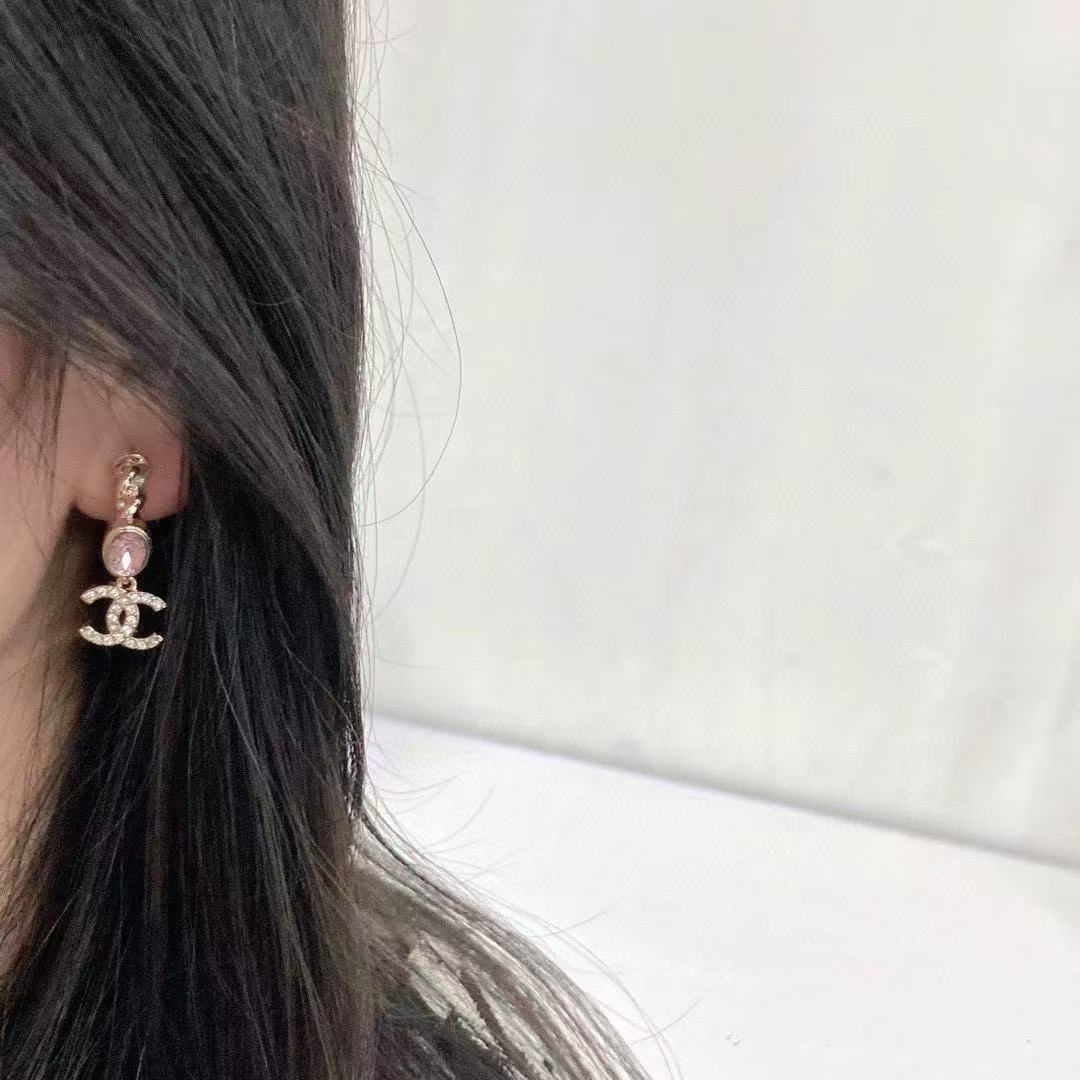 CHANE1 ピンクダイヤモンド ダブルC ダイヤモンドイヤリング【 50％割引+送料無料】