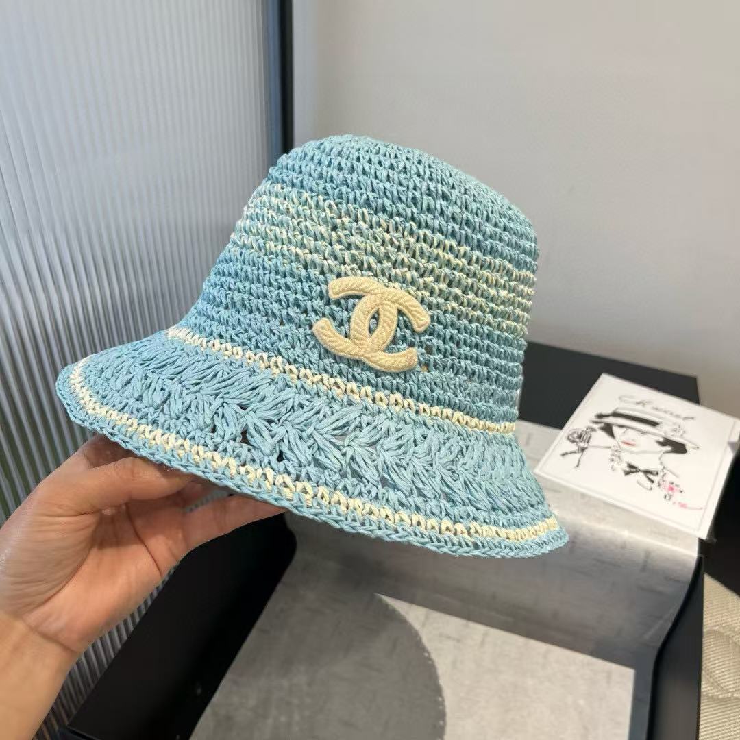 CHANE1 ダブルC 手編みストローハット【 50％割引+送料無料】