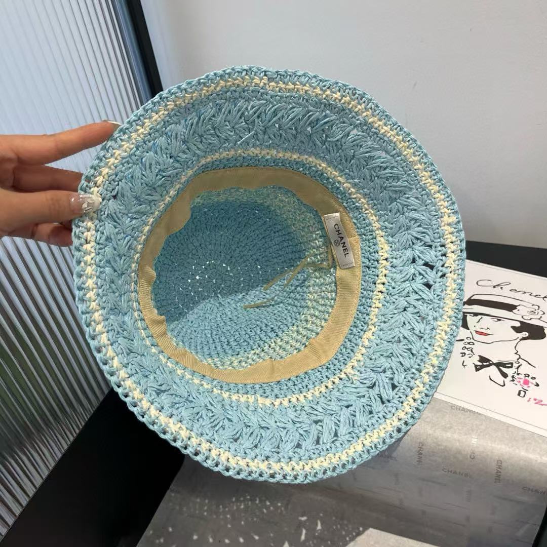 CHANE1 ダブルC 手編みストローハット【 50％割引+送料無料】