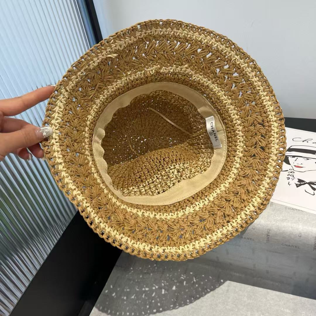 CHANE1 ダブルC 手編みストローハット【 50％割引+送料無料】