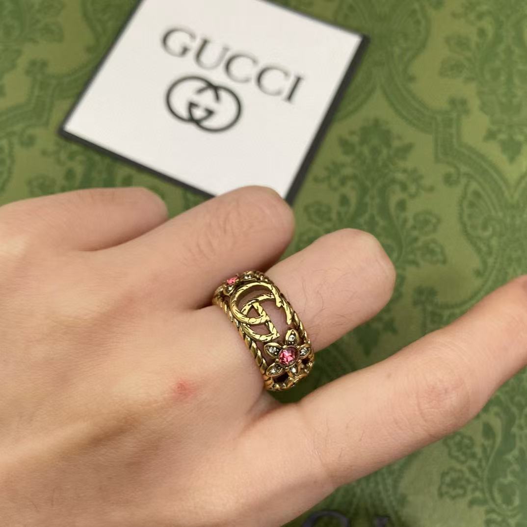 GUCC1 ダブルG ピンクダイヤモンドリング【50％割引+送料無料】