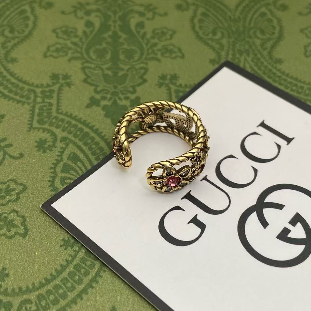 GUCC1 ダブルG ピンクダイヤモンドリング【50％割引+送料無料】