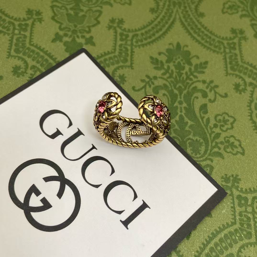 GUCC1 ダブルG ピンクダイヤモンドリング【50％割引+送料無料】