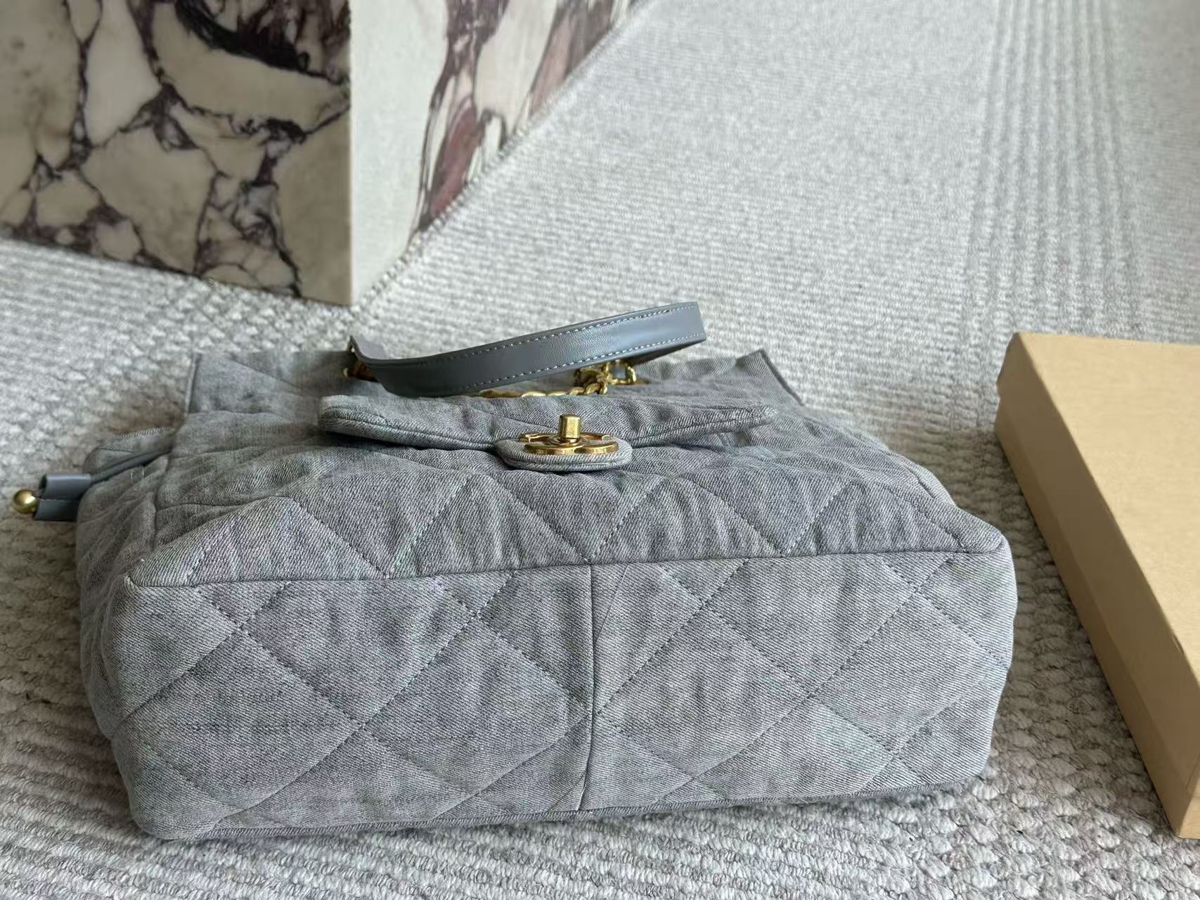 CHANE1 グレーデニム刺繍ショッピングバッグ【 50％割引+送料無料】