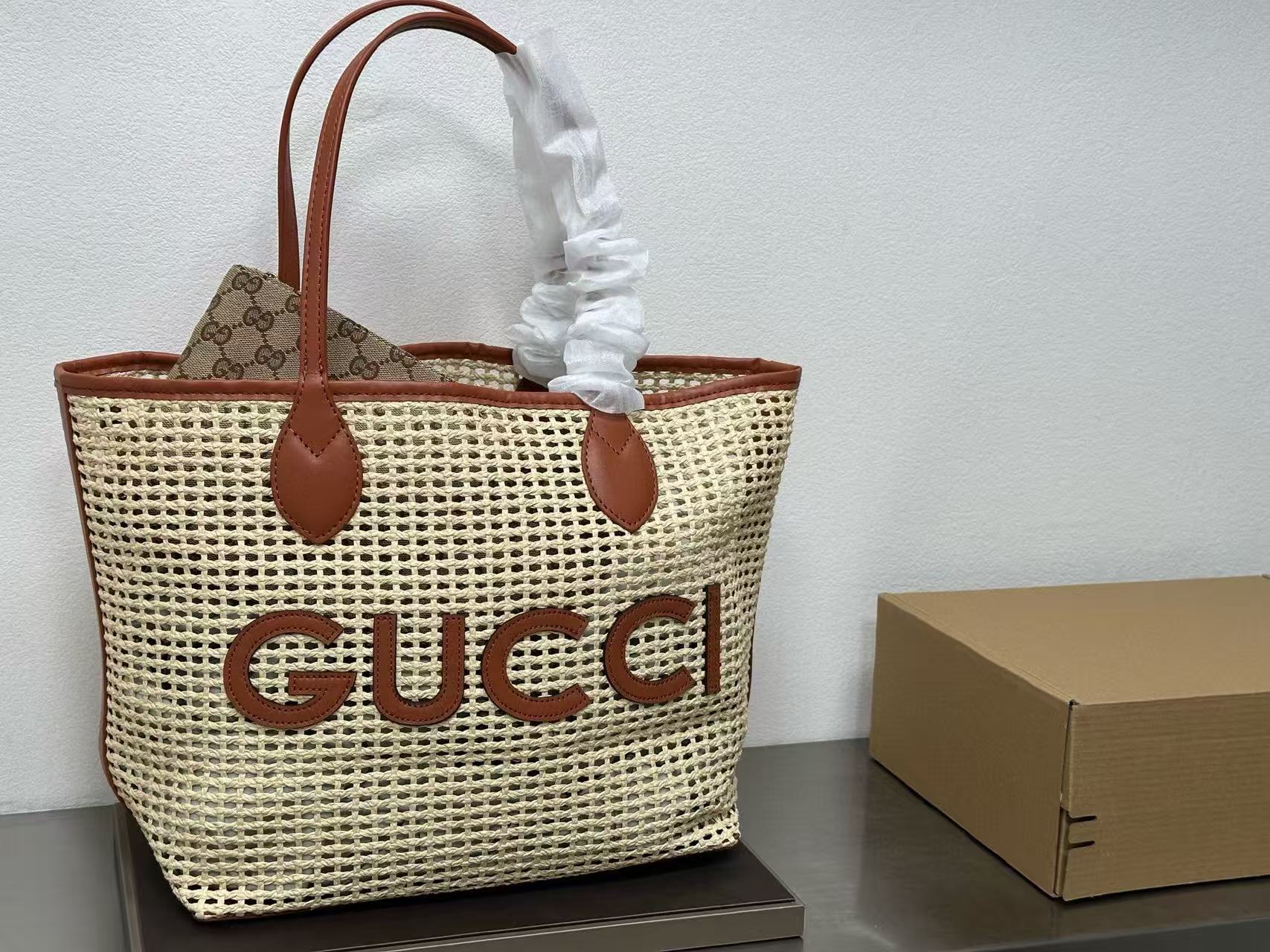 GUCC1 ストローショッピングバッグ【 50％割引+送料無料】