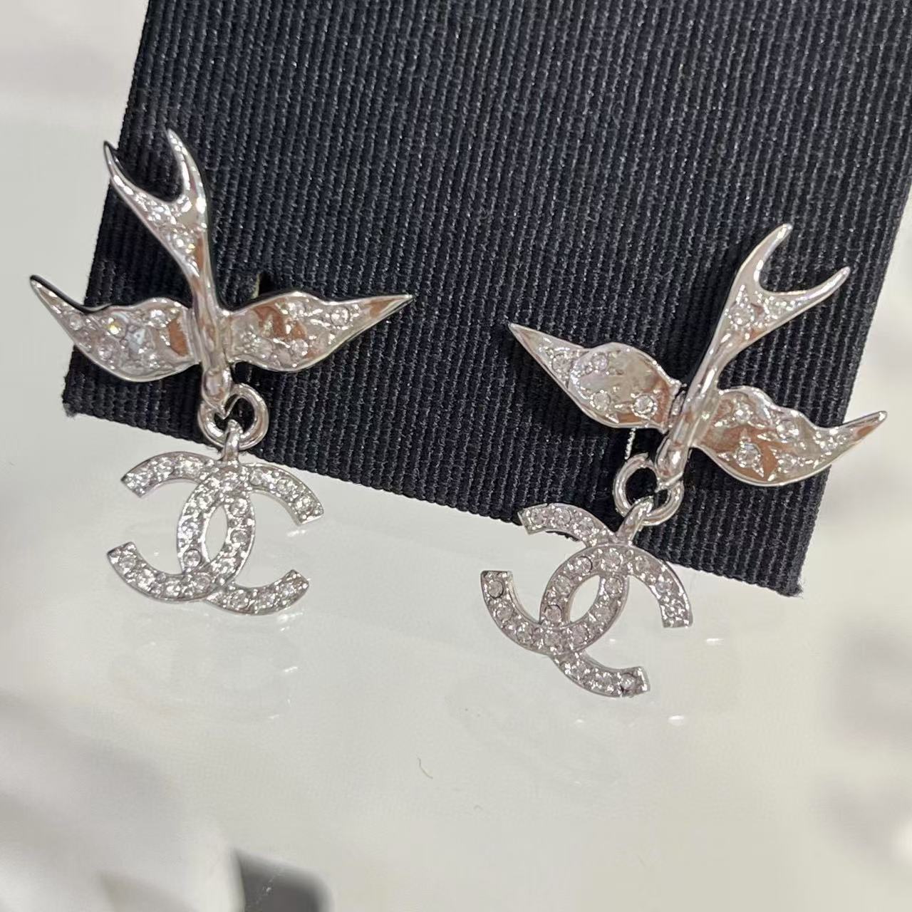 CHANE1 バード フルダイヤモンド イヤリング【 50％割引+送料無料】