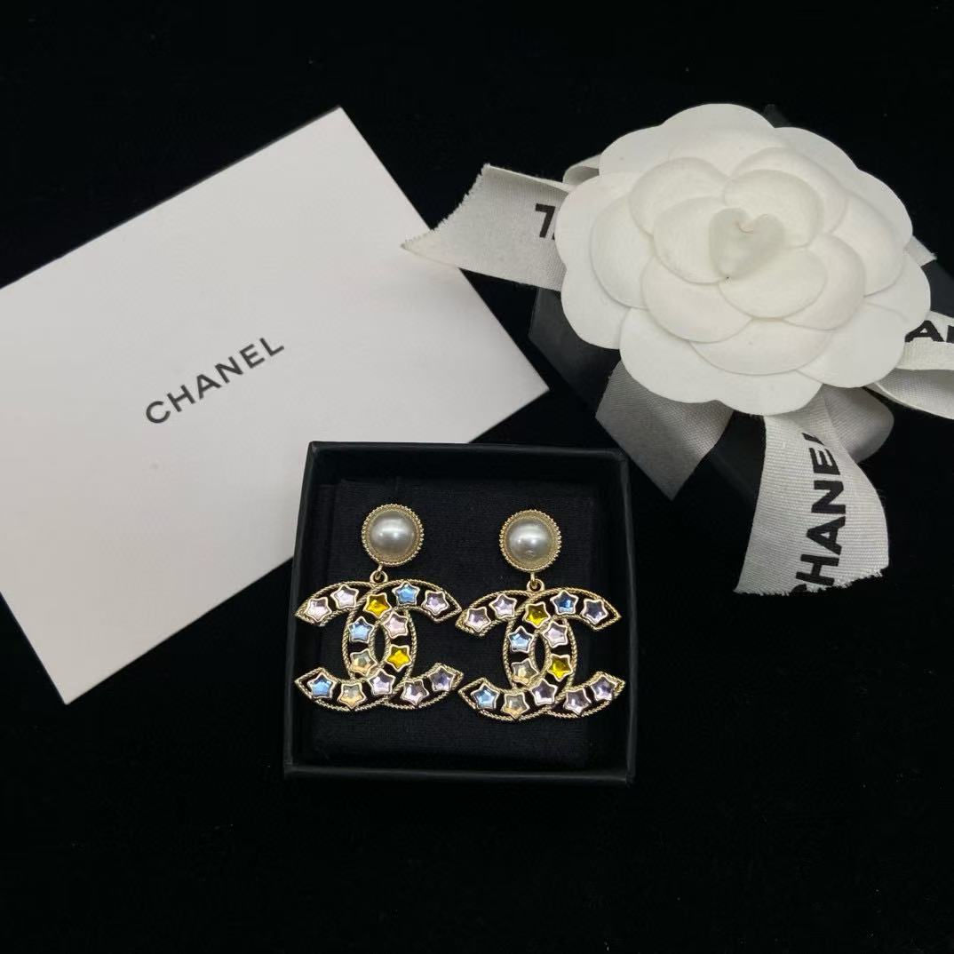 CHANE1 五芒星ダブルCイヤリング【 50％割引+送料無料】