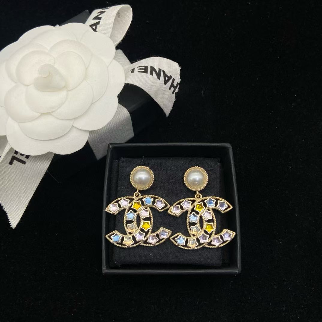 CHANE1 五芒星ダブルCイヤリング【 50％割引+送料無料】