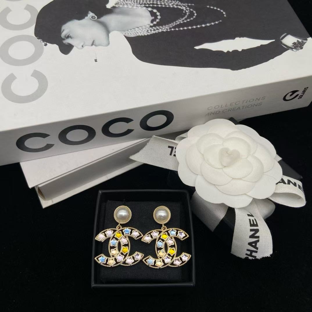 CHANE1 五芒星ダブルCイヤリング【 50％割引+送料無料】