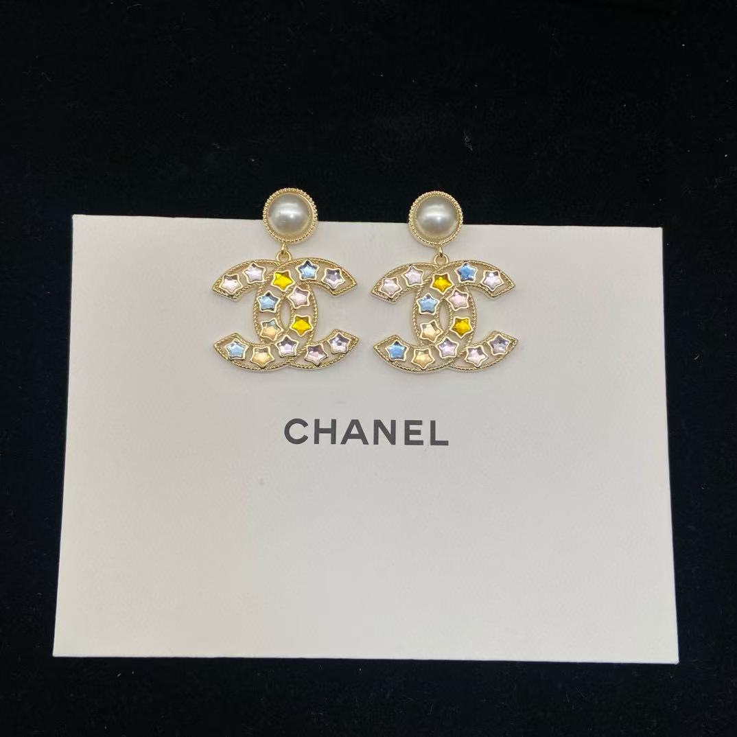 CHANE1 五芒星ダブルCイヤリング【 50％割引+送料無料】