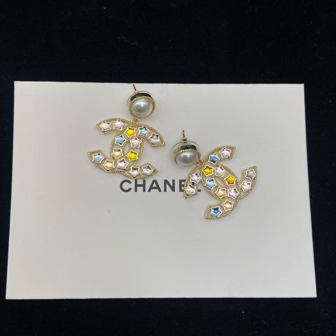 CHANE1 五芒星ダブルCイヤリング【 50％割引+送料無料】