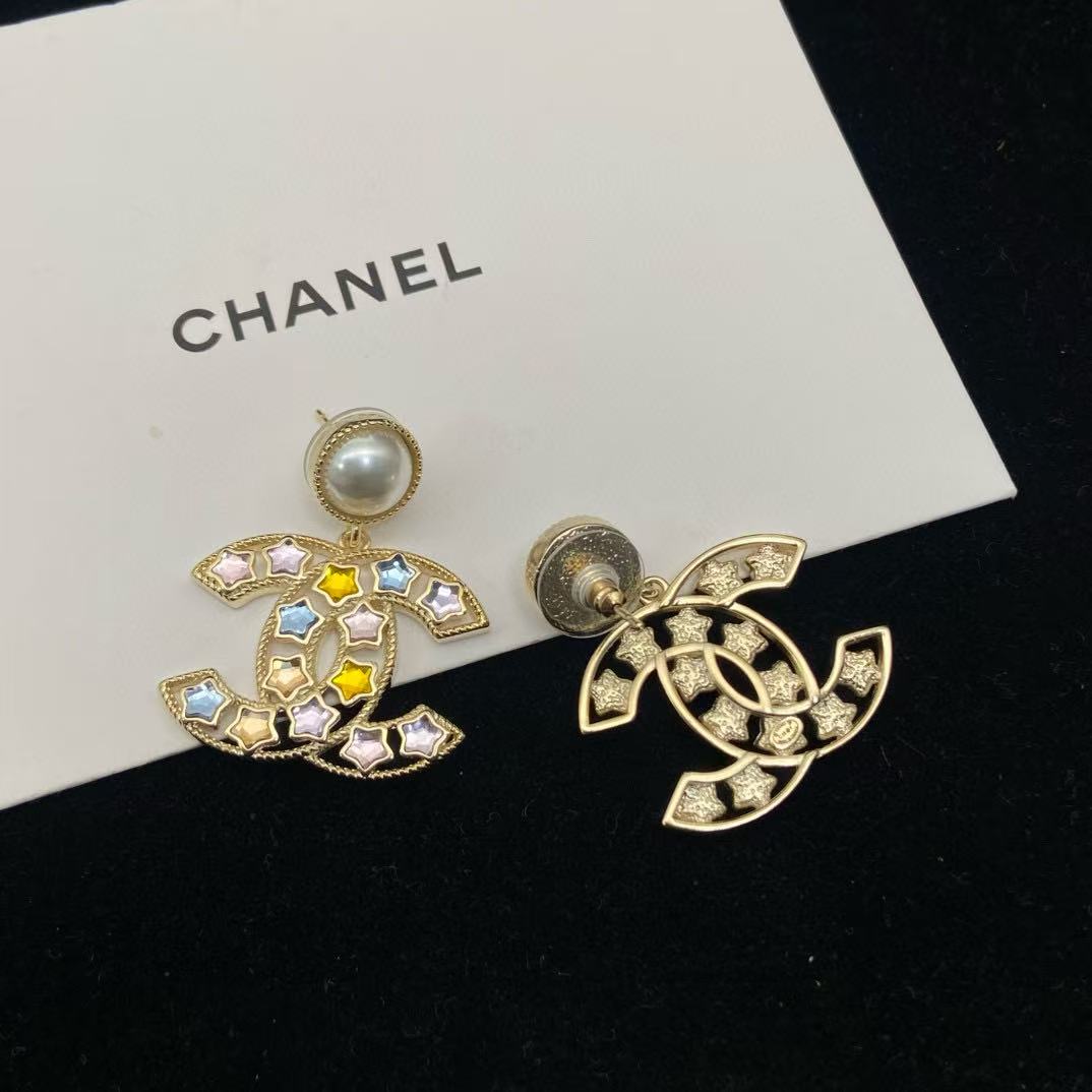 CHANE1 五芒星ダブルCイヤリング【 50％割引+送料無料】