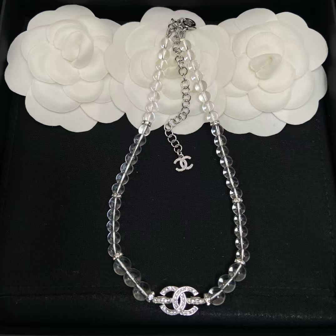 CHANE1 透明パールダブルCネックレス【 50％割引+送料無料】