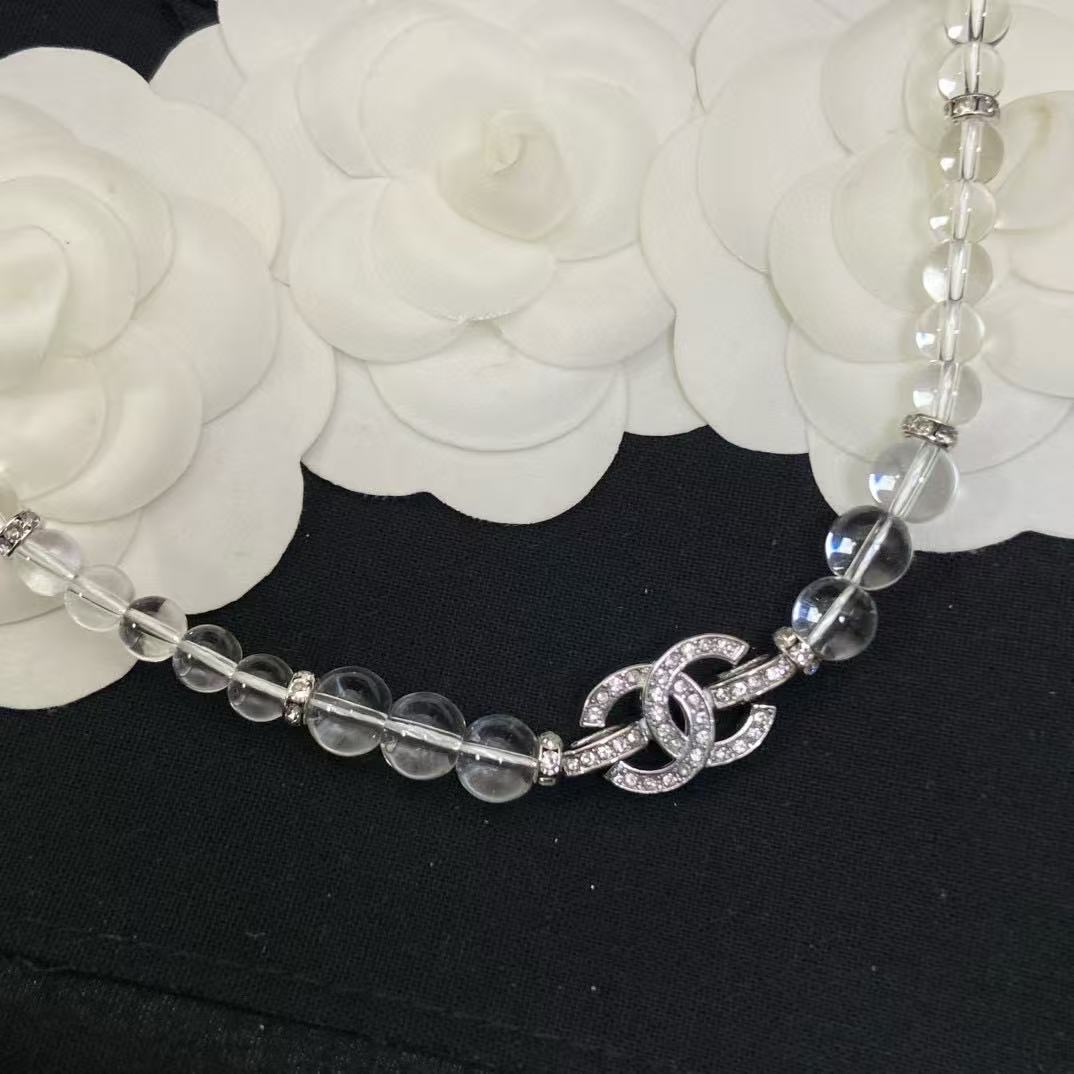 CHANE1 透明パールダブルCネックレス【 50％割引+送料無料】