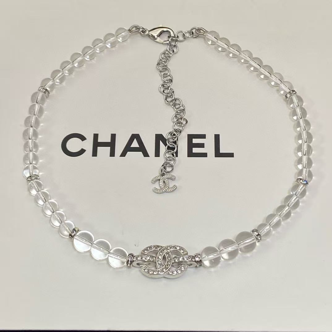 CHANE1 透明パールダブルCネックレス【 50％割引+送料無料】