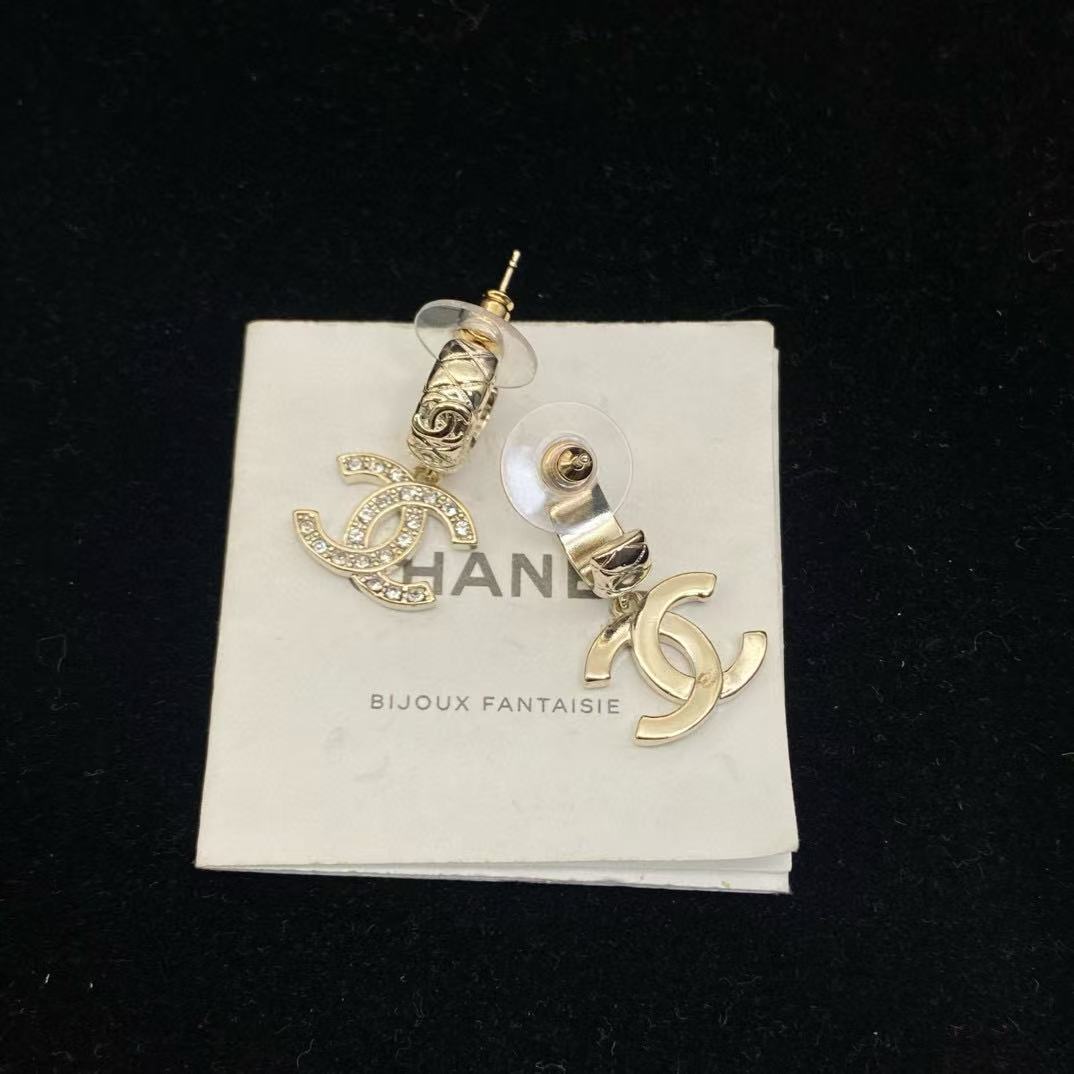 CHANE1 ダブルC ダイヤモンドイヤリング【 50％割引+送料無料】