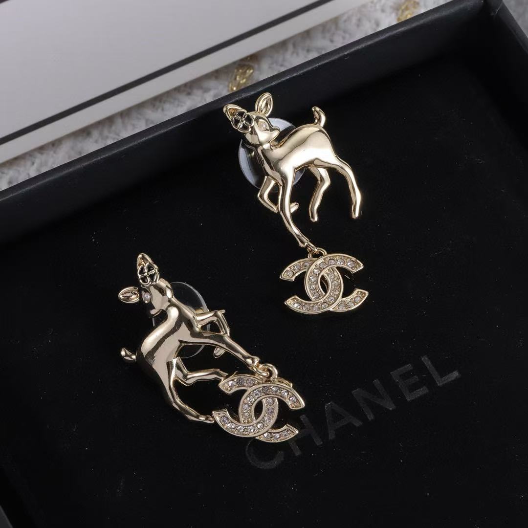 CHANE1 ダブルC ディアイヤリング【 50％割引+送料無料】