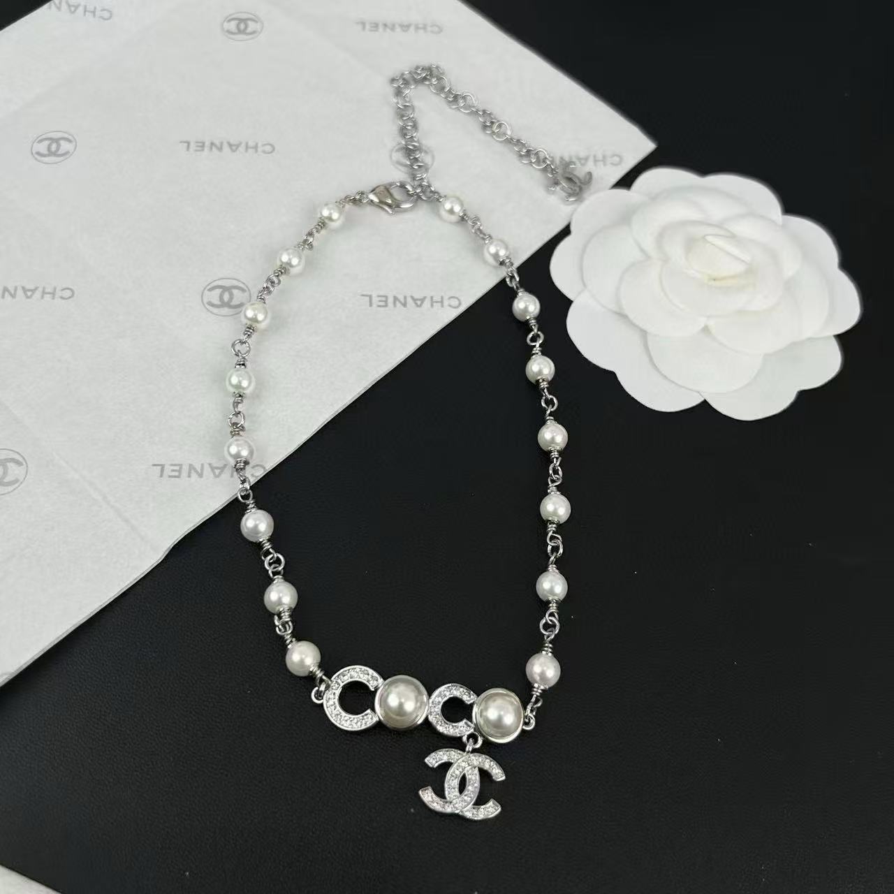 CHANE1ココダブルCパールネックレス【 50％割引+送料無料】