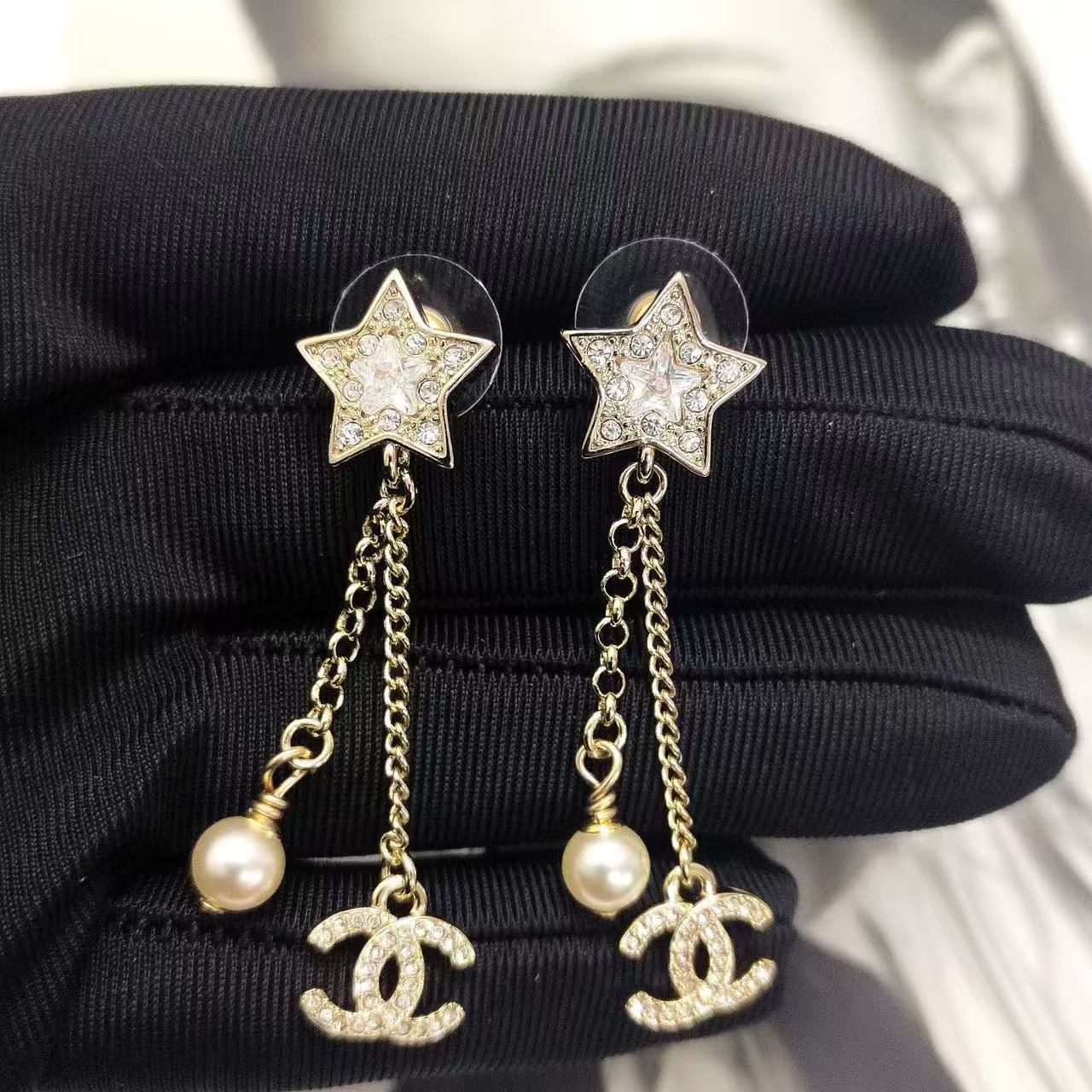 CHANE1 五芒星ダブルCイヤリング【 50％割引+送料無料】