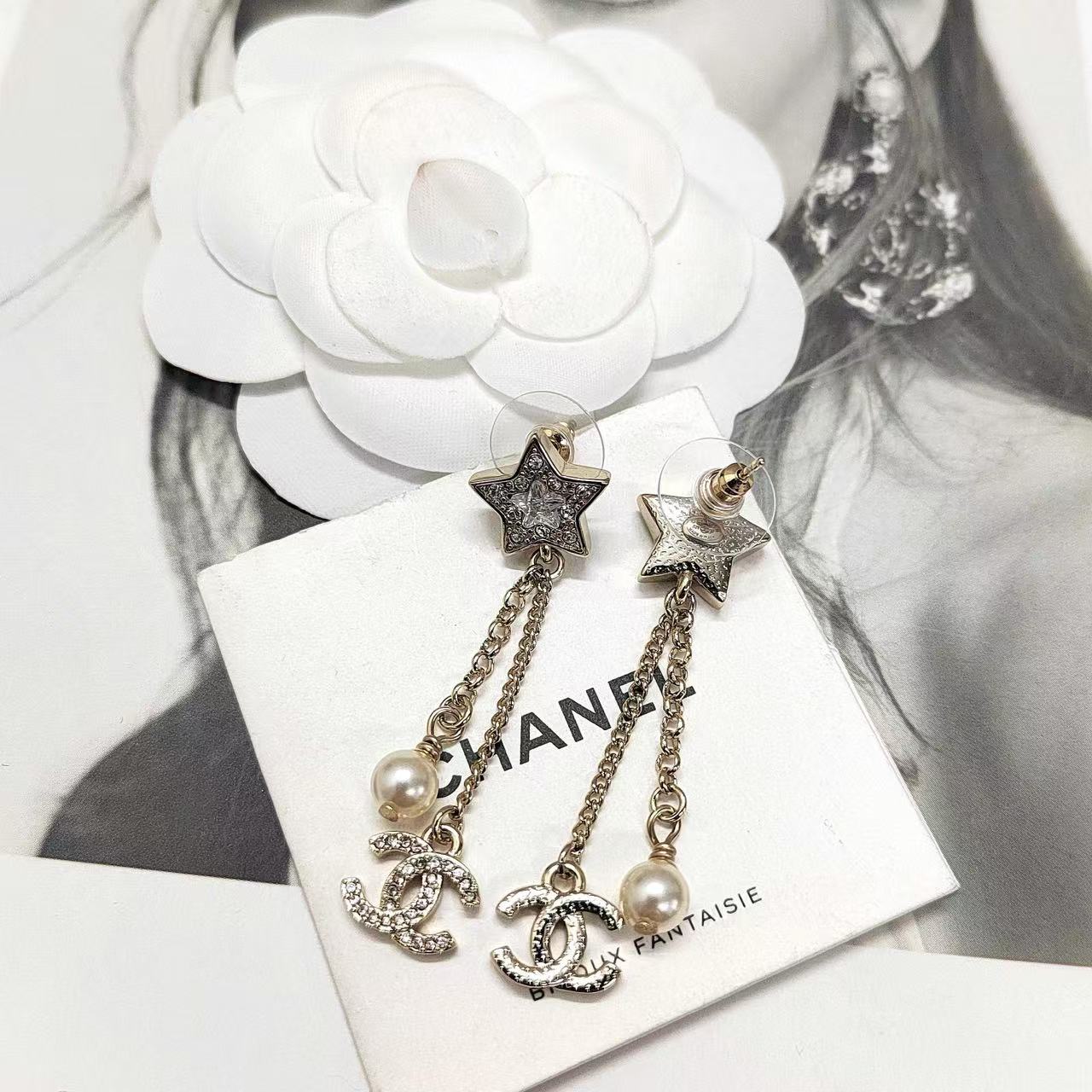 CHANE1 五芒星ダブルCイヤリング【 50％割引+送料無料】