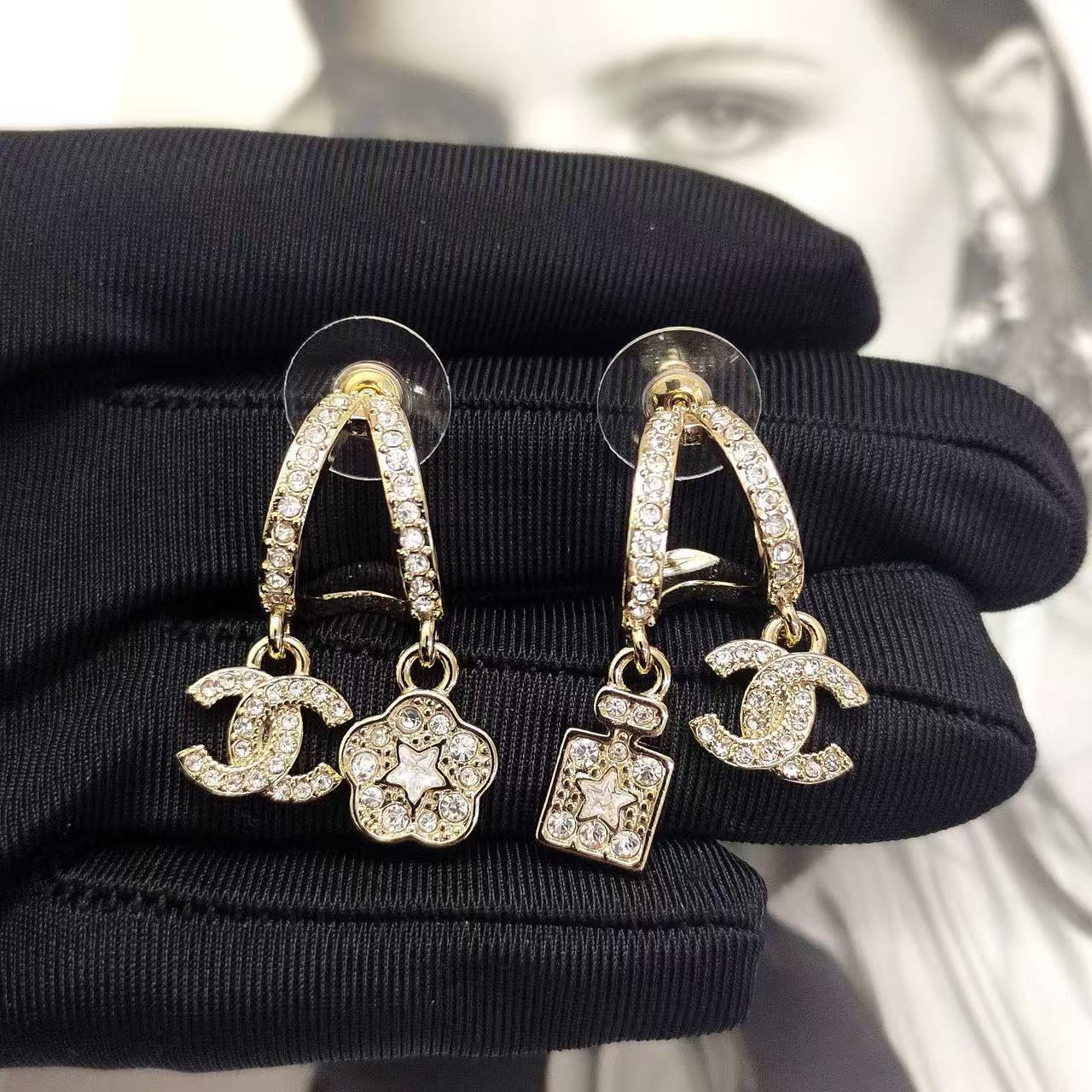 CHANE1 フラワーダイヤモンドイヤリング【 50％割引+送料無料】