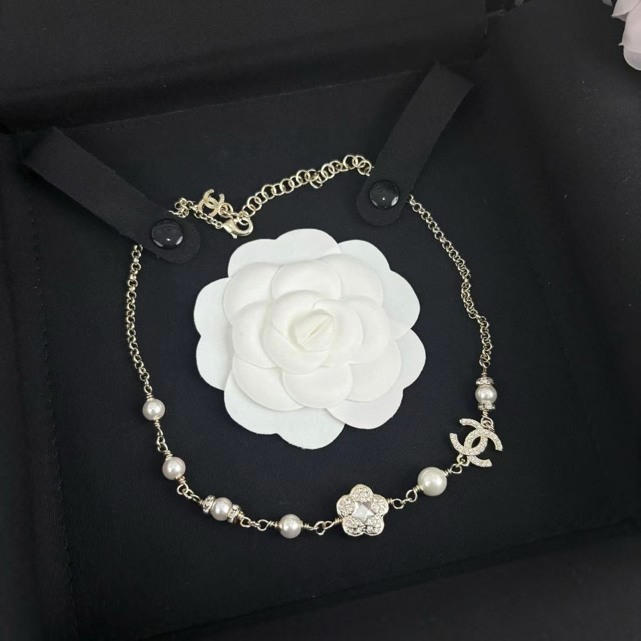 CHANE1 フラワーパール ダブルCネックレス【50％割引+送料無料】