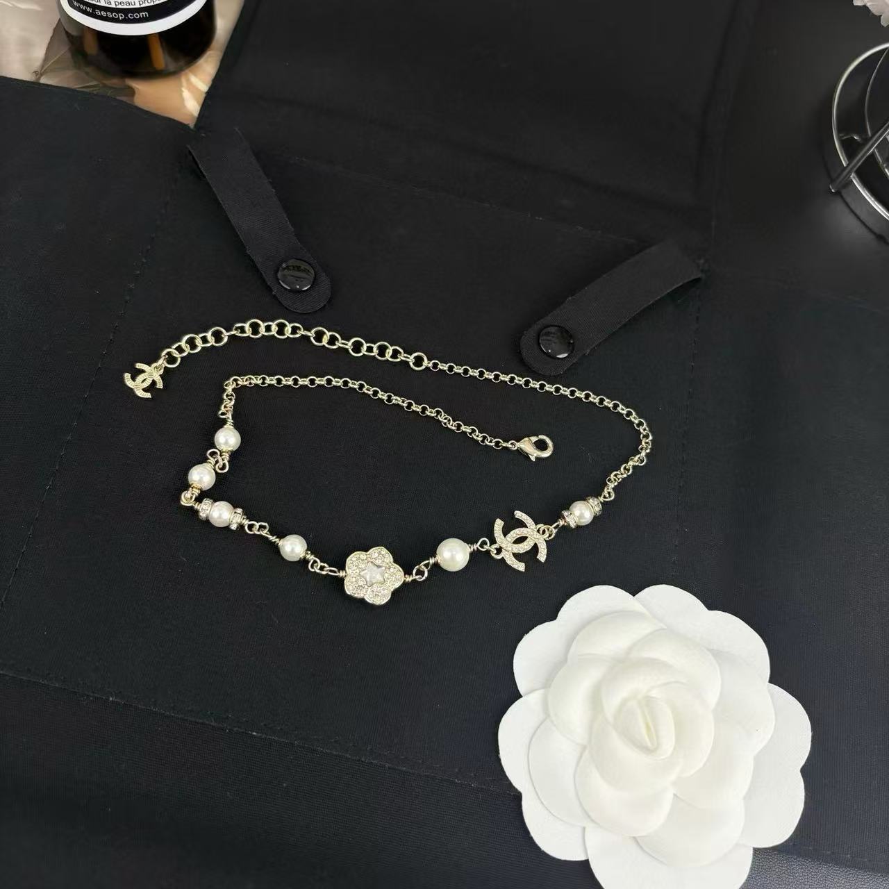 CHANE1 フラワーパール ダブルCネックレス【50％割引+送料無料】