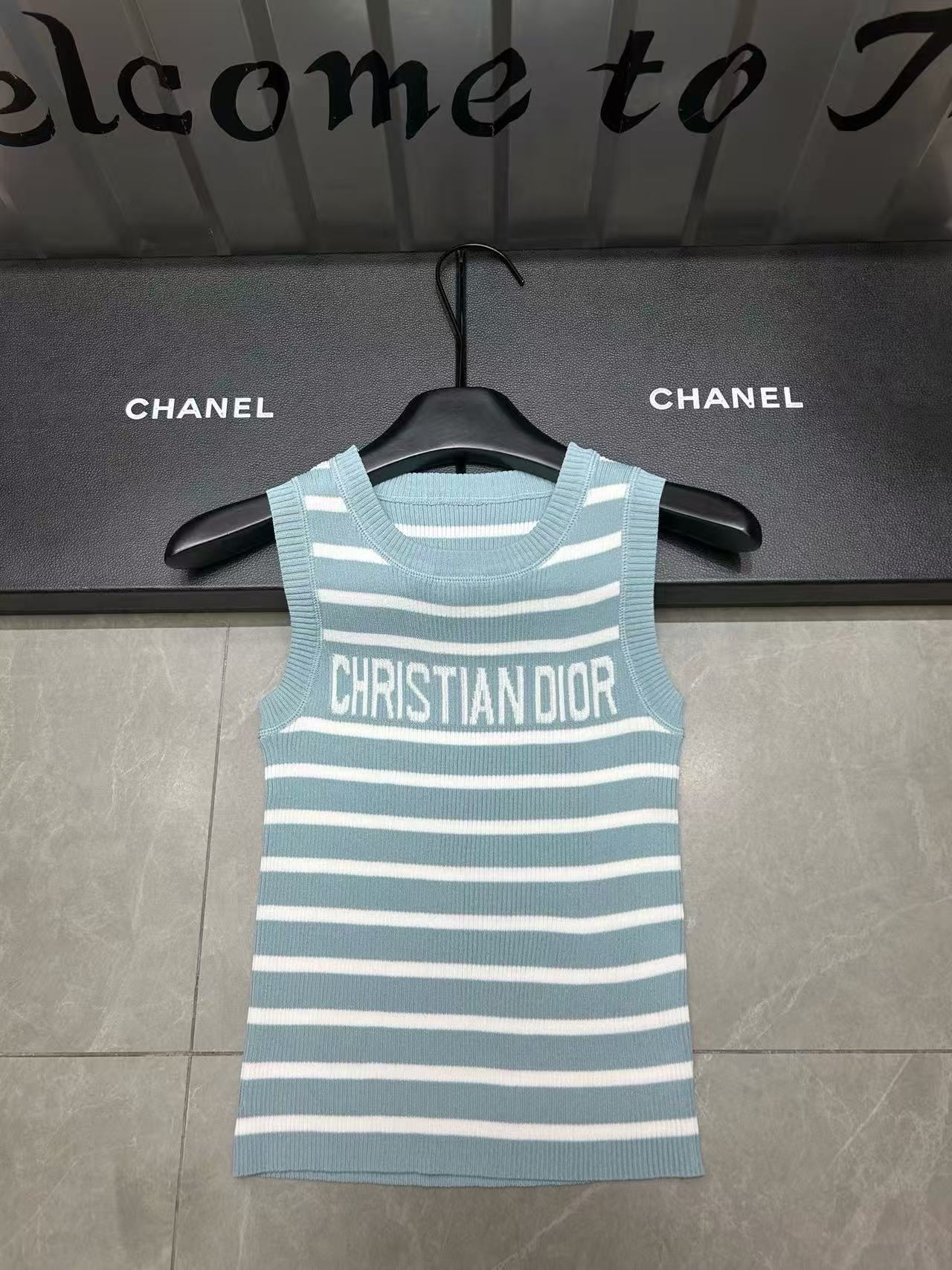 DI0R CD ストライプウールベスト【 50％割引+送料無料】