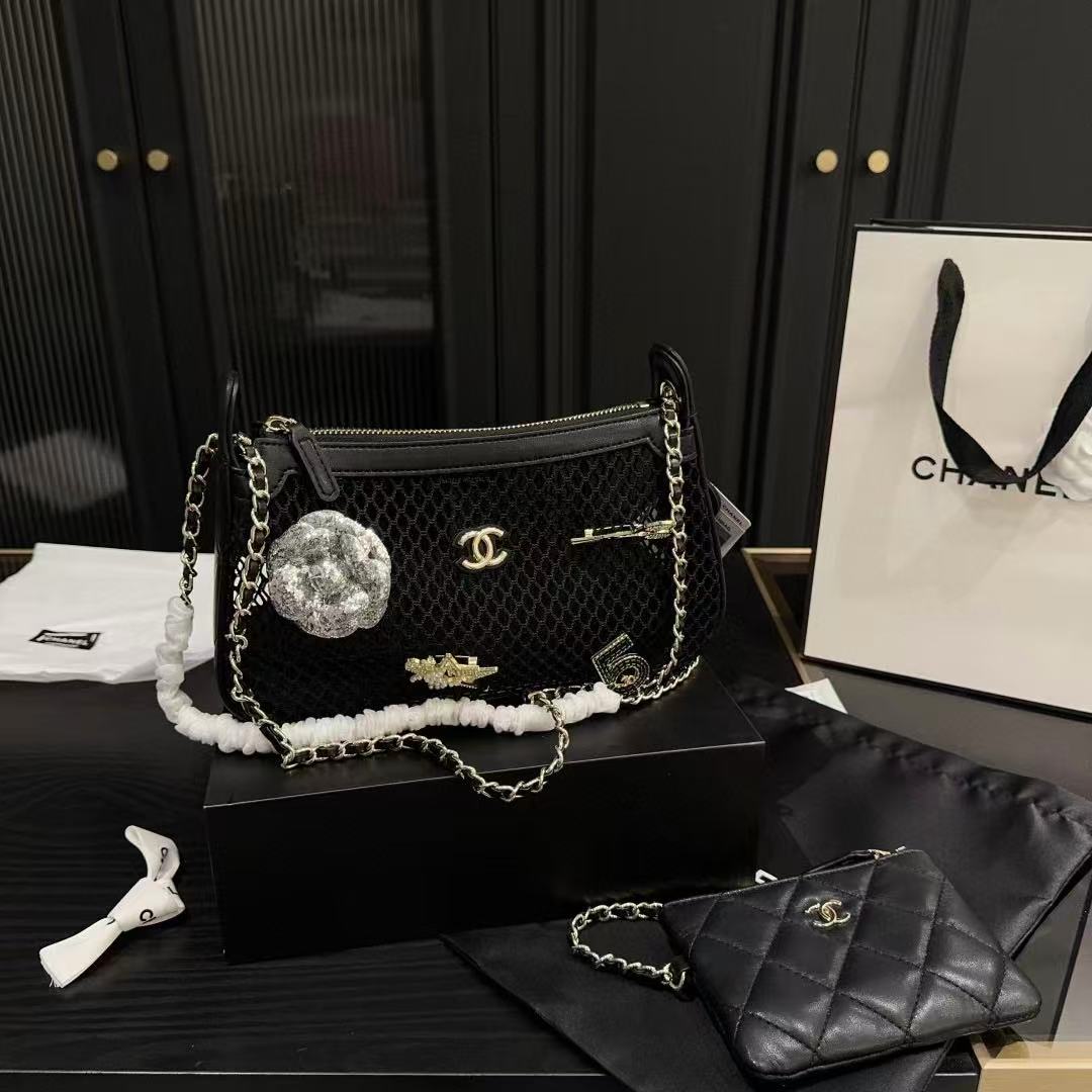 CHANE1 カメリア フィッシュネット チェーンバッグ【 50％割引+送料無料】