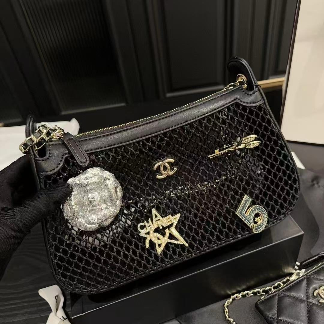 CHANE1 カメリア フィッシュネット チェーンバッグ【 50％割引+送料無料】