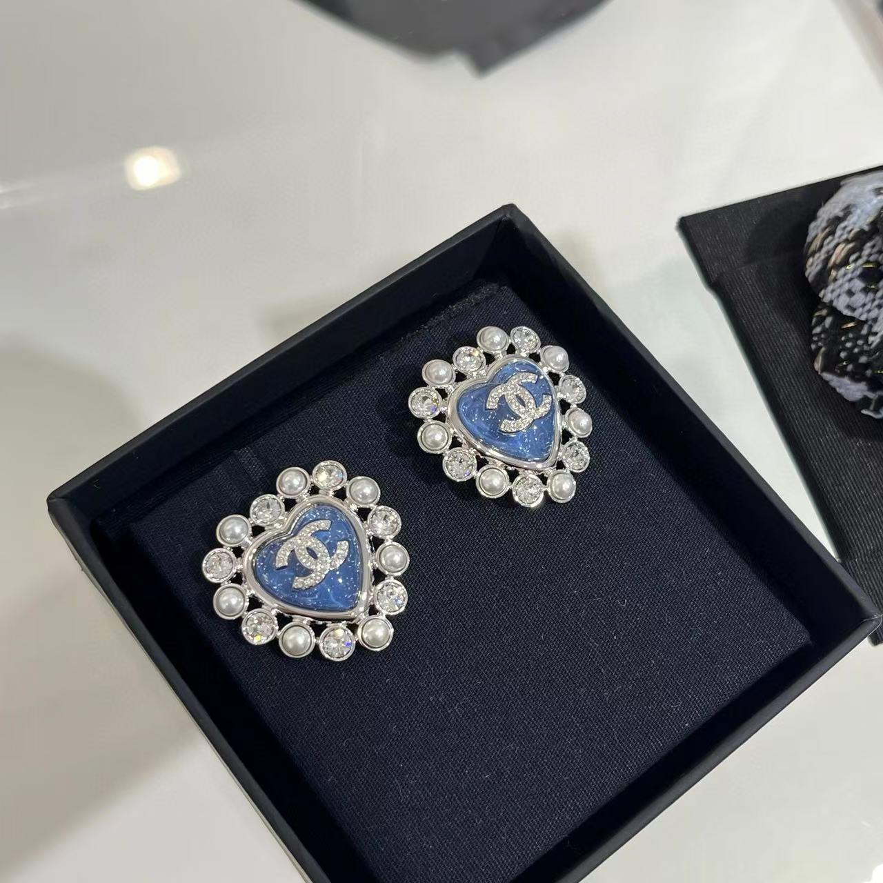 CHANE1 ハートブルーパールイヤリング【 50％割引+送料無料】