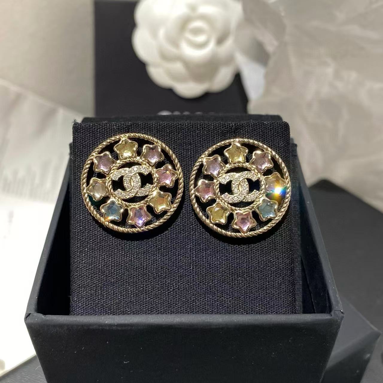 CHANE1 五芒星ダブルCイヤリング【 50％割引+送料無料】