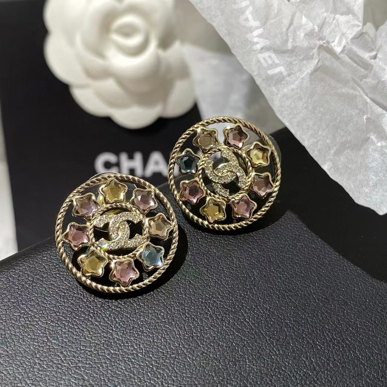 CHANE1 五芒星ダブルCイヤリング【 50％割引+送料無料】