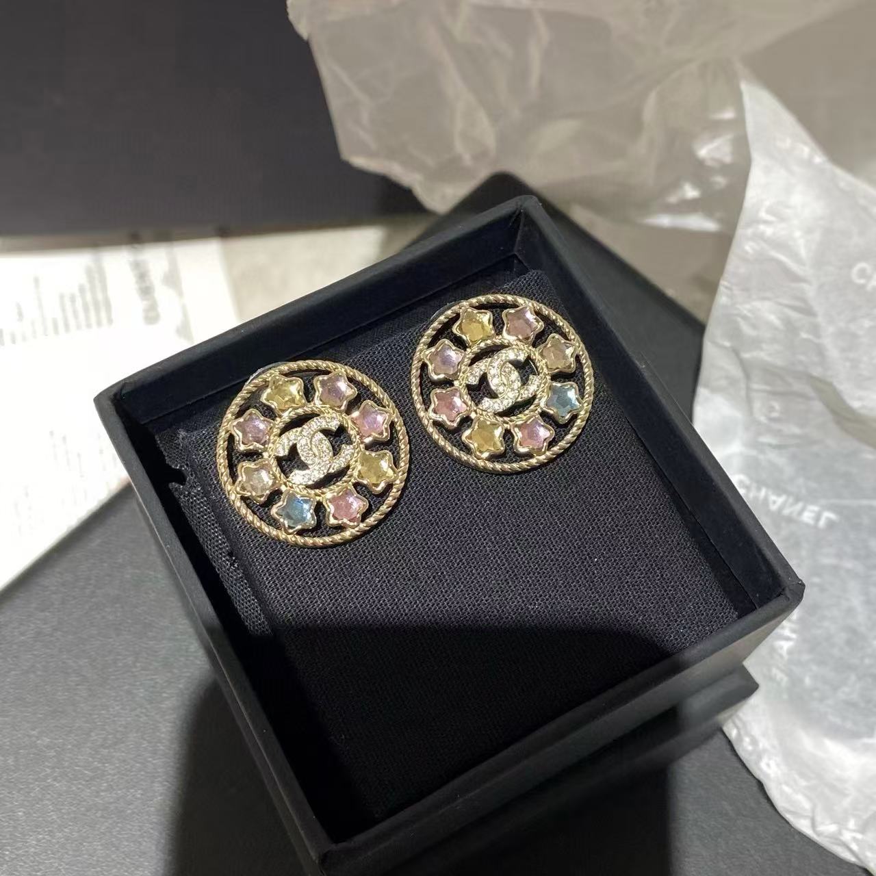 CHANE1 五芒星ダブルCイヤリング【 50％割引+送料無料】