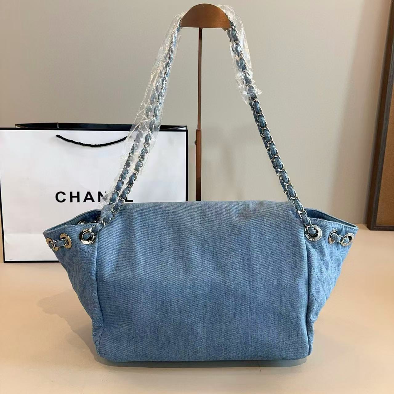 CHANE1 ダブルC デニム ショッピングバッグ【 50％割引+送料無料】