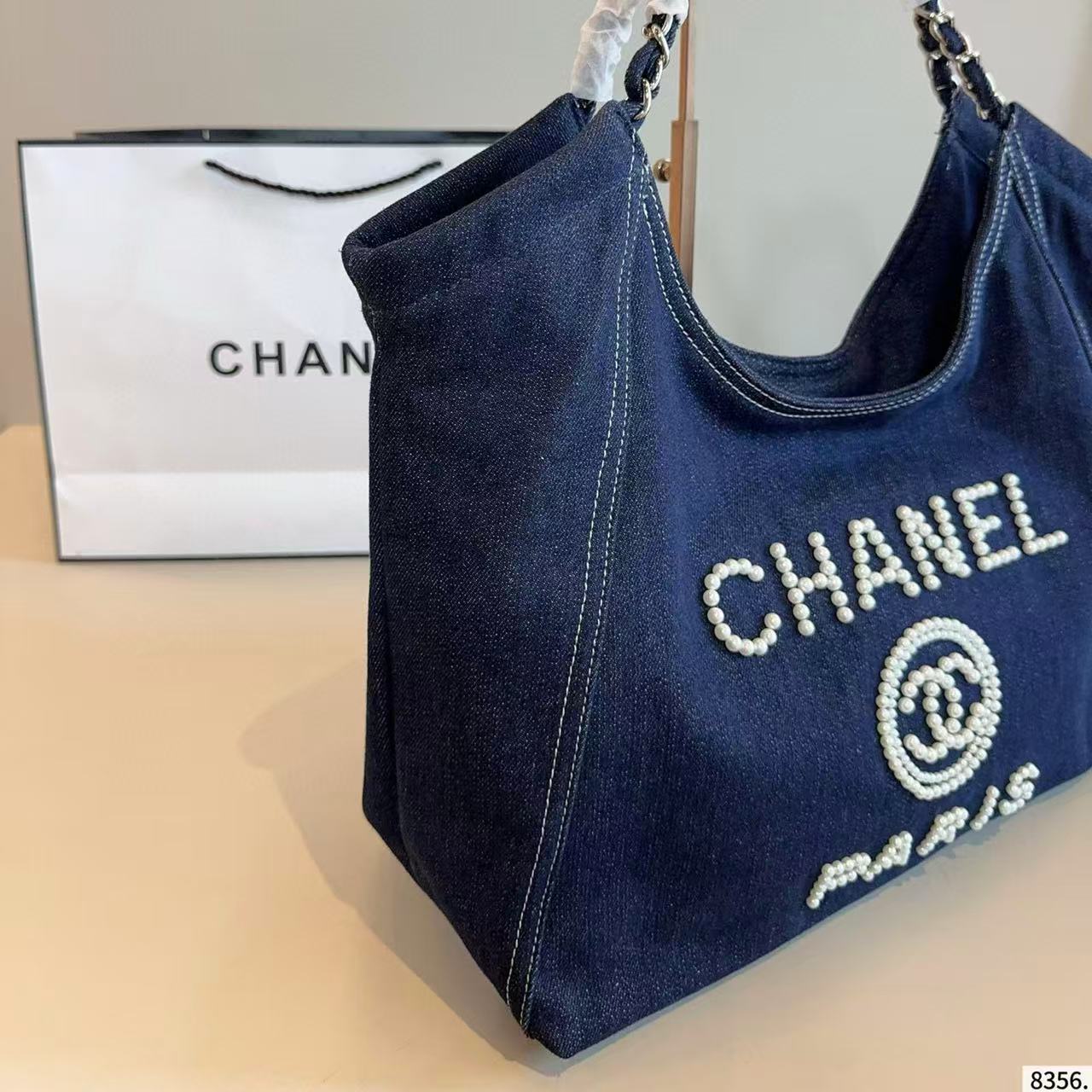 CHANE1 ダブルC デニム ショッピングバッグ【 50％割引+送料無料】