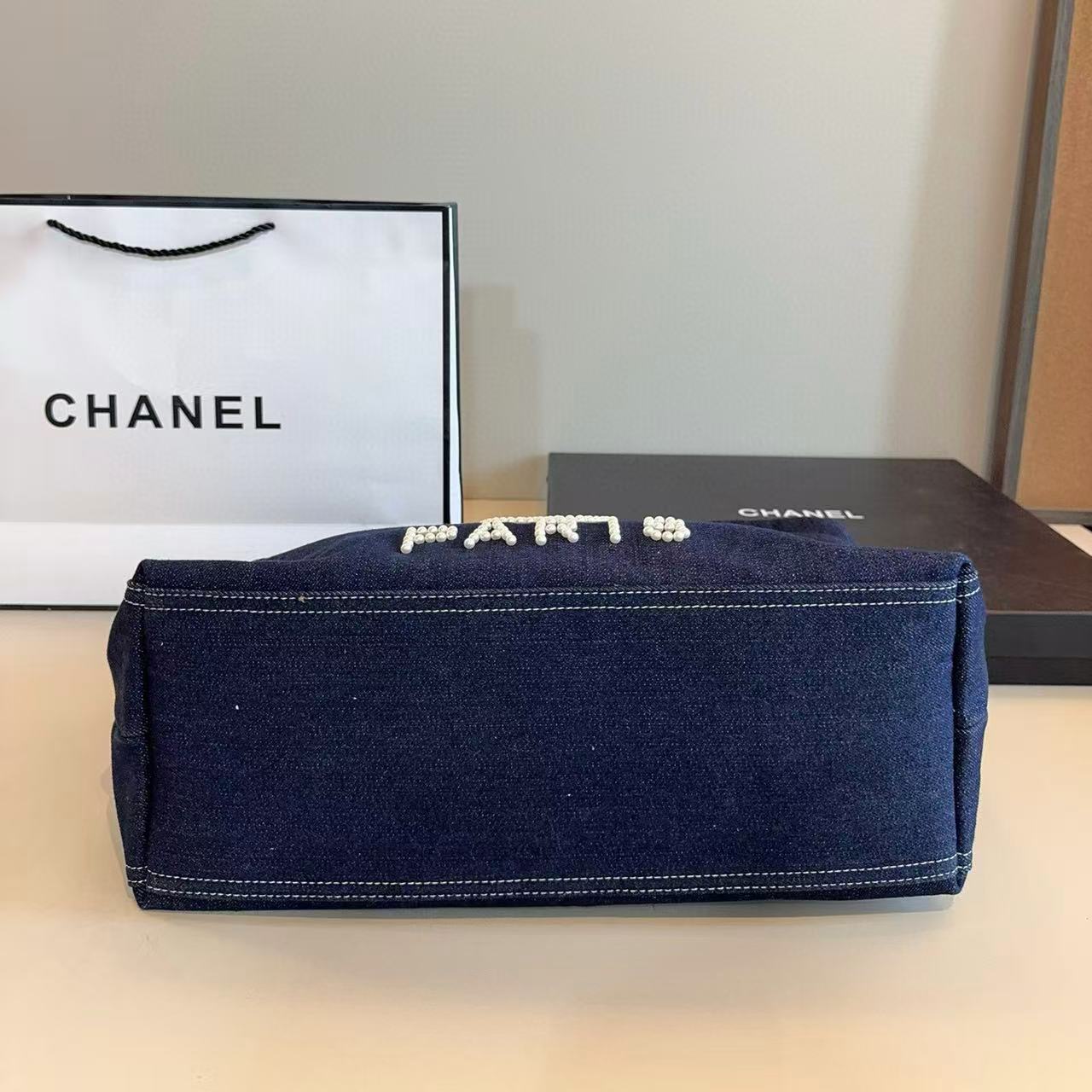 CHANE1 ダブルC デニム ショッピングバッグ【 50％割引+送料無料】