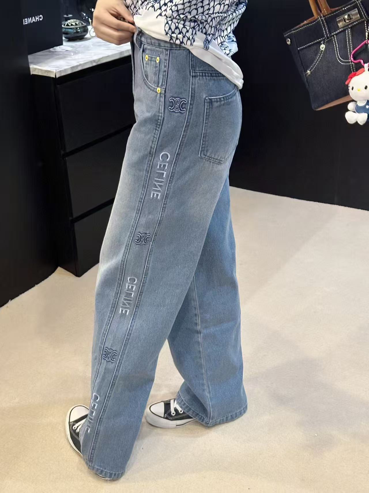 CEL1NE シンプルレターデニムストレートパンツ【50％割引+送料無料】