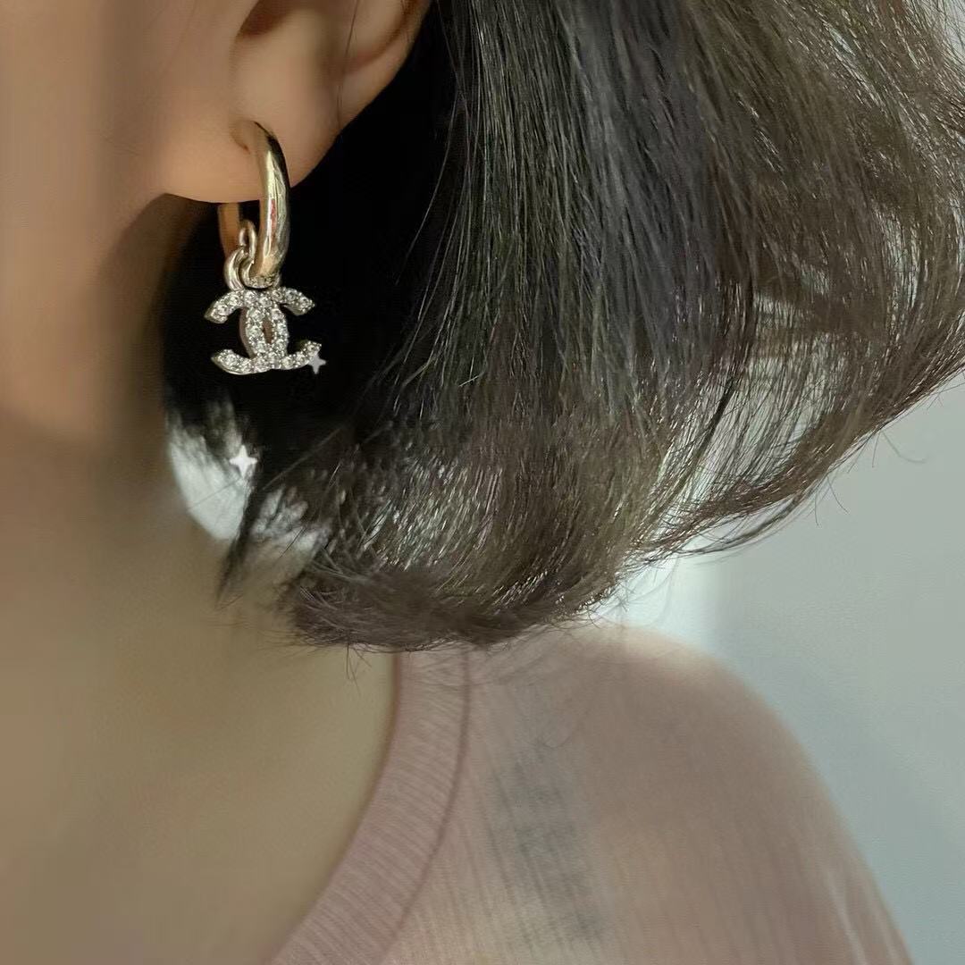 CHANE1 ダブルC ダイヤモンドイヤリング【 50％割引+送料無料】