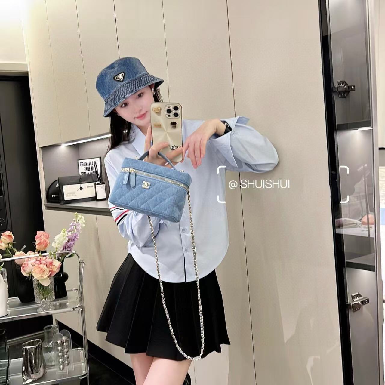 CHANE1 デニムチェーンバッグ【 50％割引+送料無料】