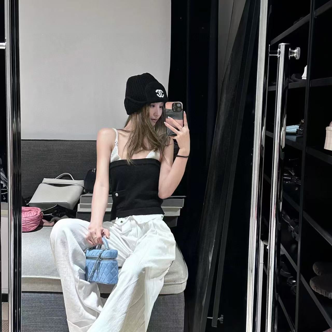 CHANE1 デニムチェーンバッグ【 50％割引+送料無料】