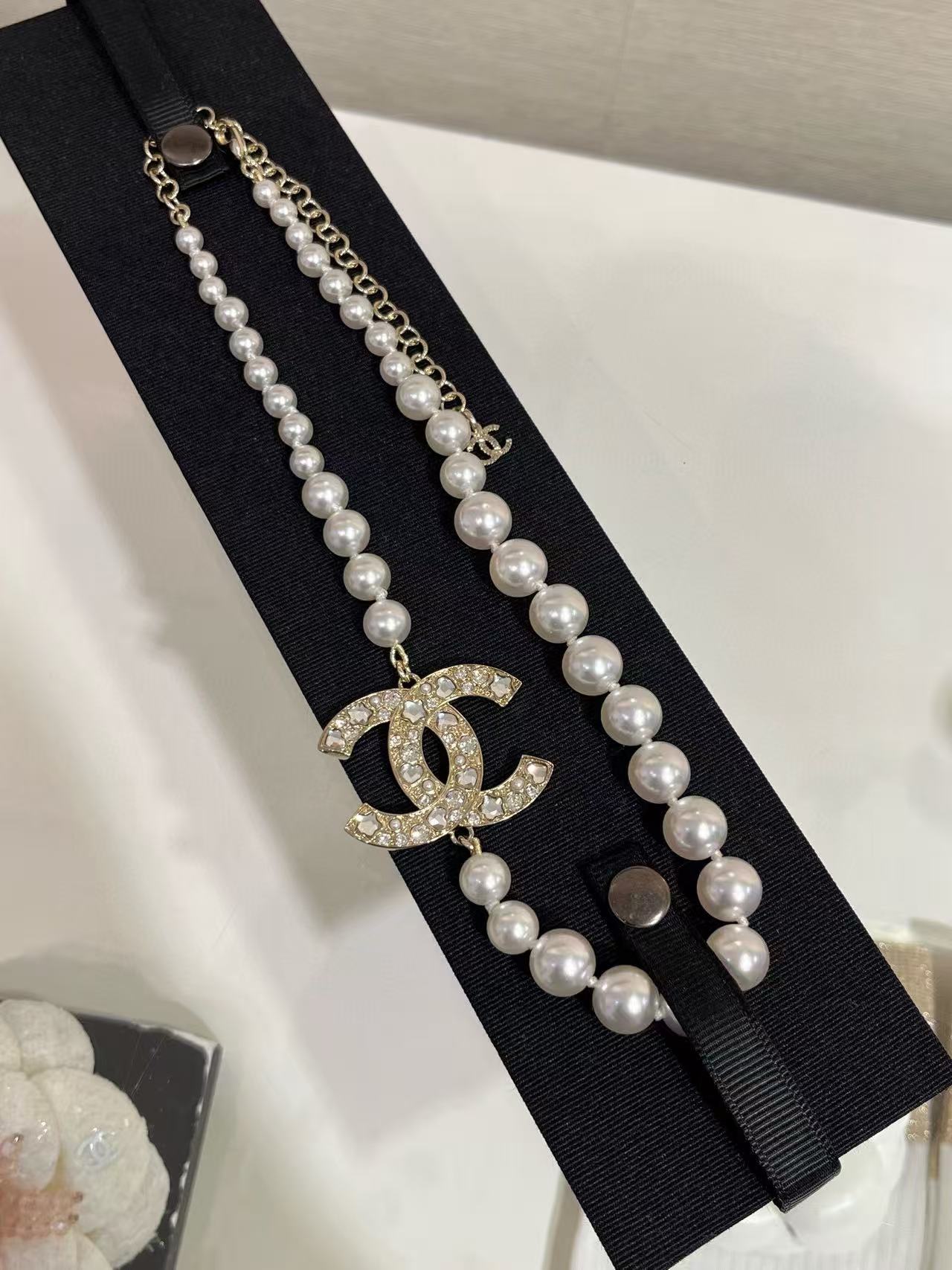 CHANE1 ダブルCパールネックレス【50％割引+送料無料】