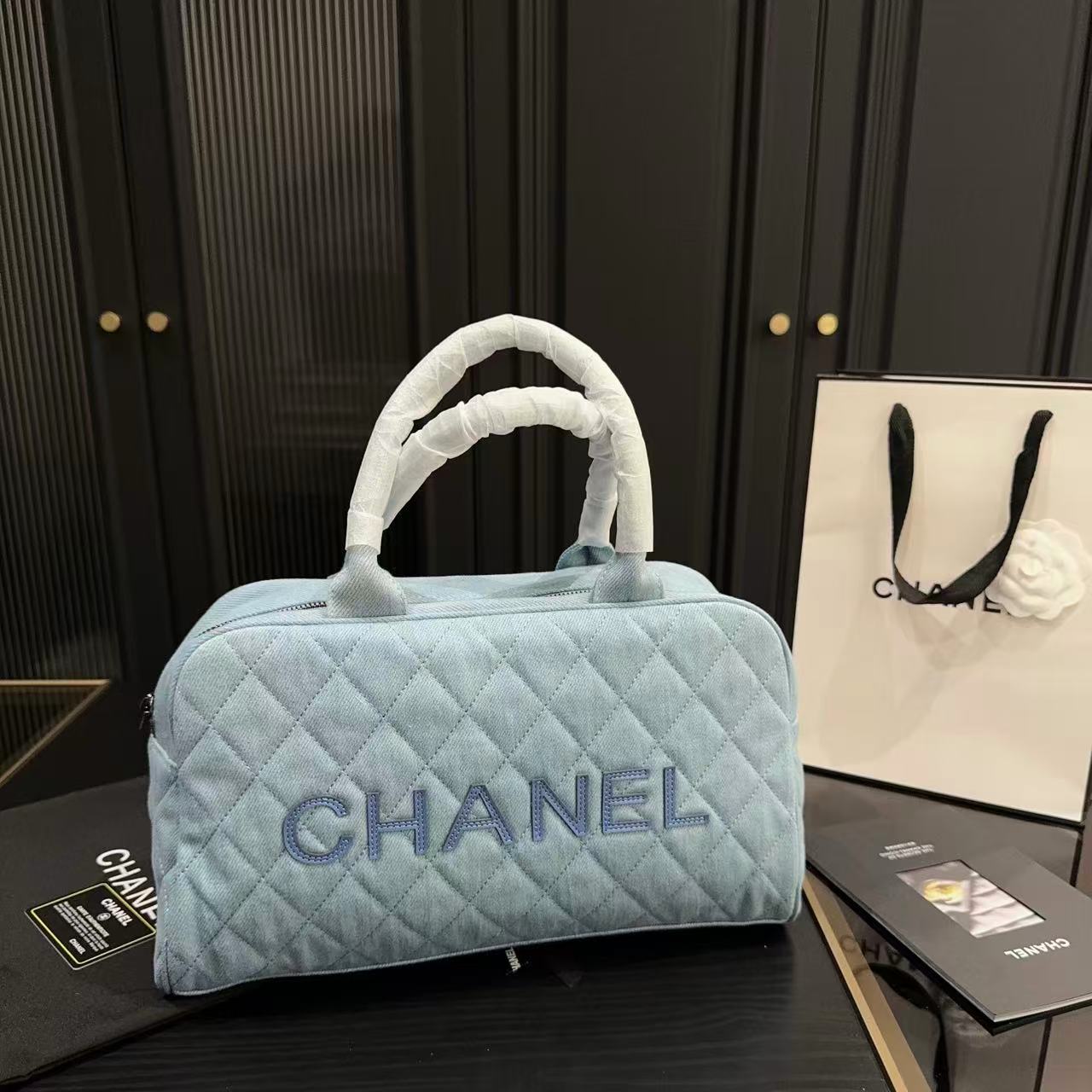 CHANE1 デニム ボウリングバッグ【 50％割引+送料無料】