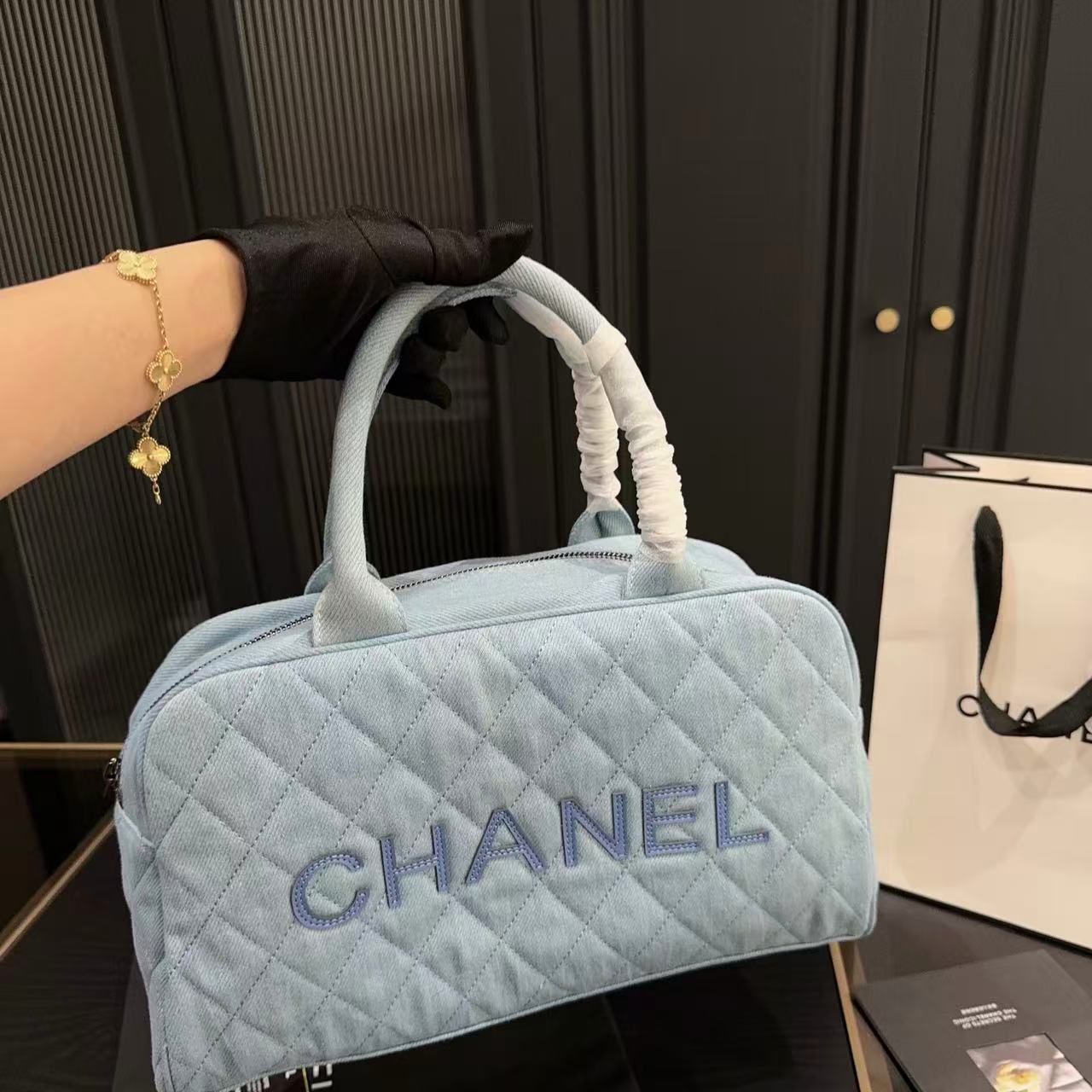 CHANE1 デニム ボウリングバッグ【 50％割引+送料無料】